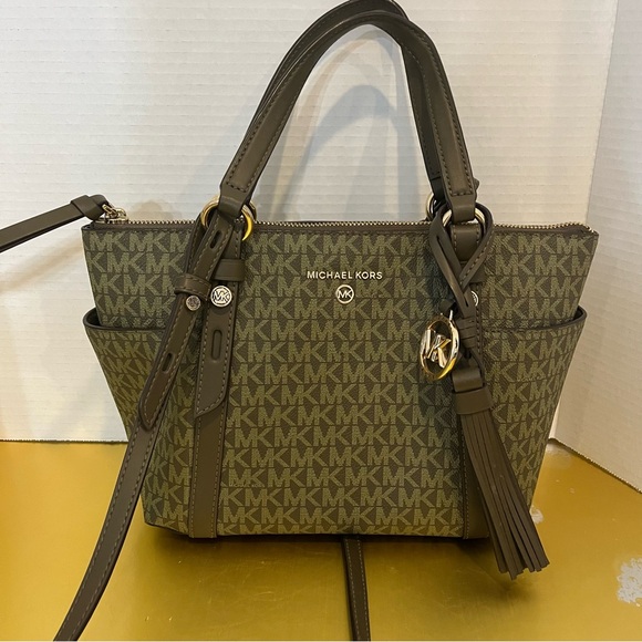 Michael Kors Olive Green Sullivan Signature Tote Bag - Picture 1 of 12
